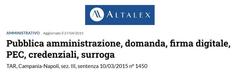 TAR Campania, Napoli, sez. III, sentenza 10 marzo 2015, n. 1450, su Altalex