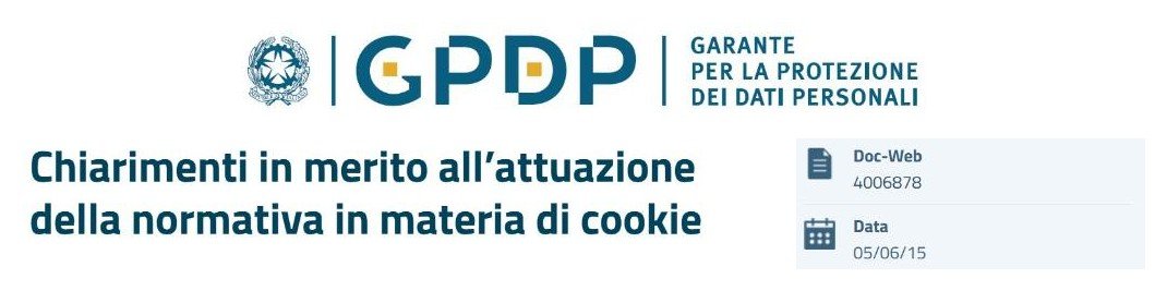 Garante privacy, chiarimenti in merito all'attuazione della normativa in materia di cookie, 5 giugno 2015