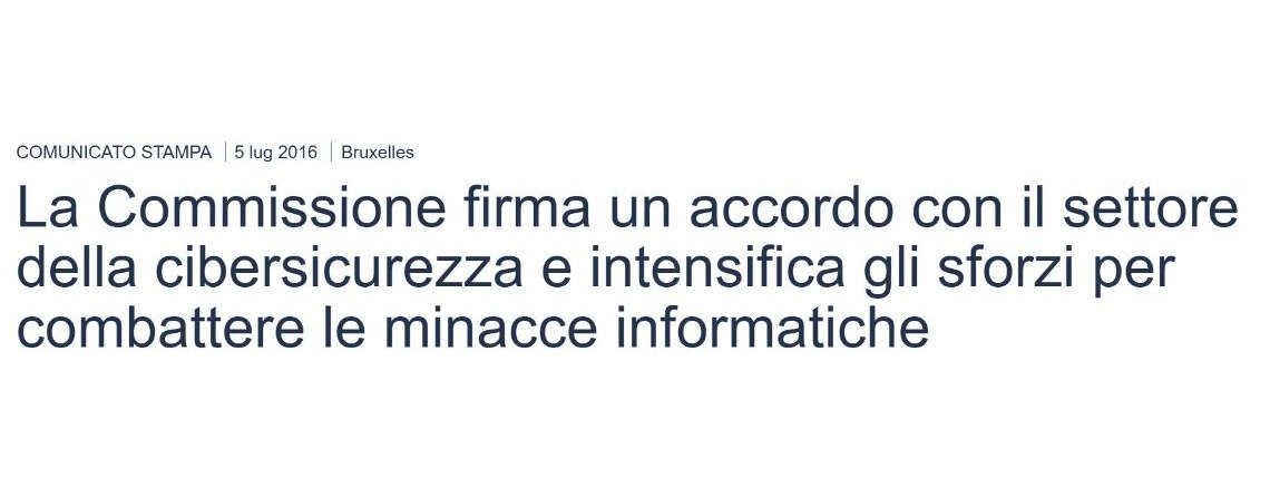 Comunicato della Commissione europea del 5 luglio 2016 sul partenariato per la cibersicurezza