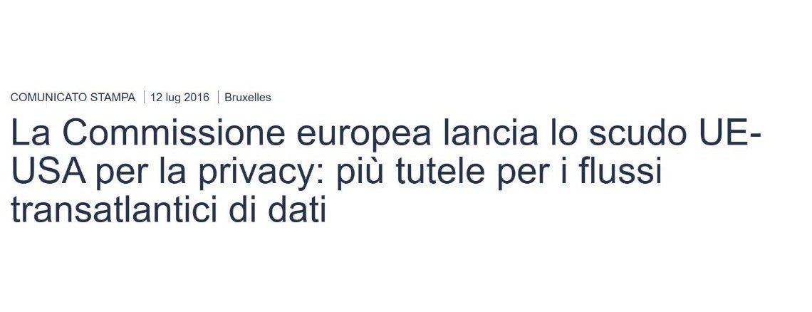 Comunicato della Commissione europea del 12 luglio 2016 sullo scudo UE-USA