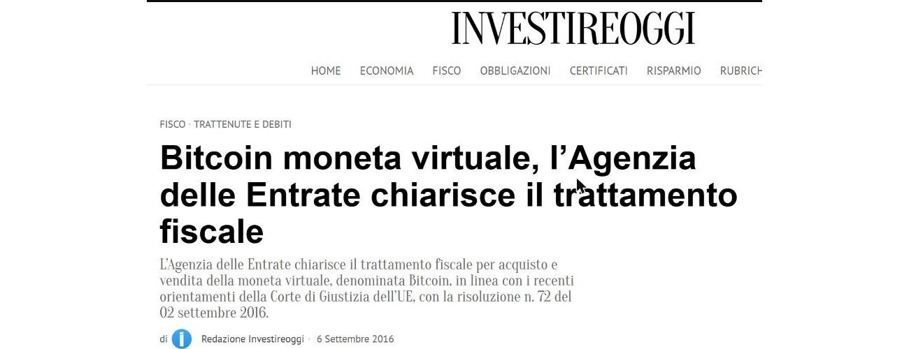 Articolo di Investireoggi del 6 settembre 2016 sulla risoluzione 72/E