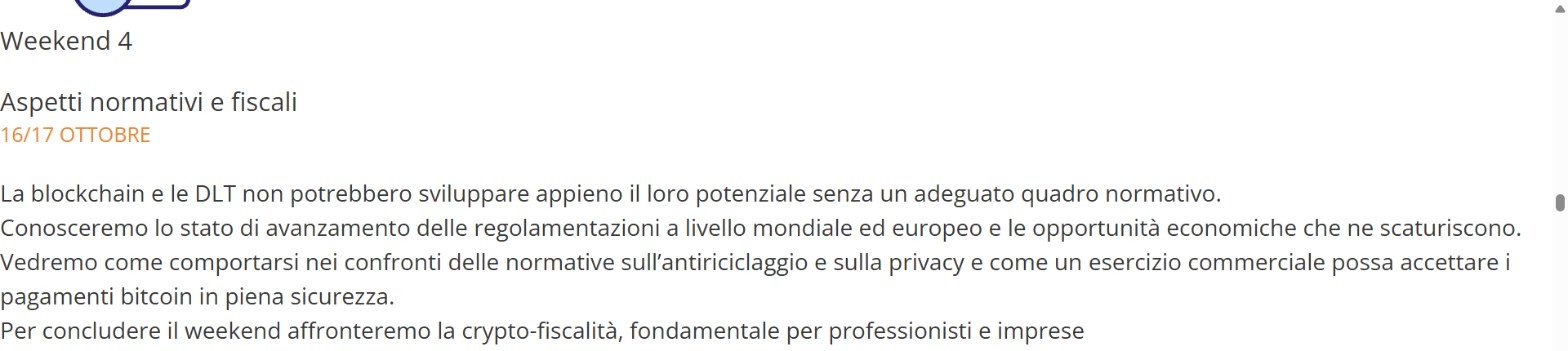 Programma ufficiale del Blockchain Month 2021 di PDC Academy: weekend del 16-17 ottobre sugli aspetti normativi e fiscali