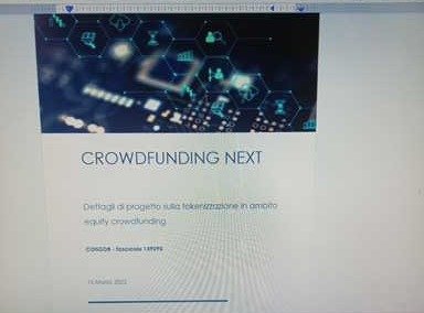 Copertina del documento «Crowdfunding Next – Dettagli di progetto sulla tokenizzazione in ambito equity crowdfunding» per la Consob, 16 marzo 2022